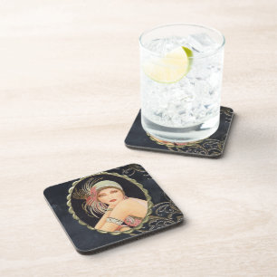 Art Deco Gatsby 1920's Flapper Girl Coasters