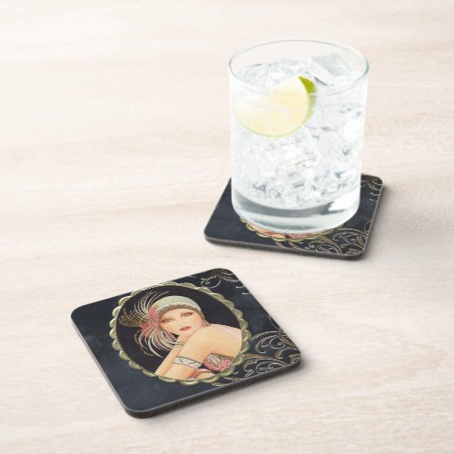 Art Deco Gatsby 1920s Flapper Girl Coasters