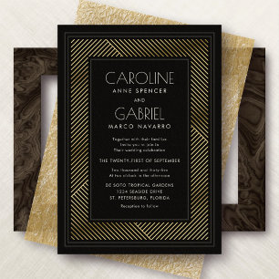 Art Deco Gatsby 20s Vintage Glam Wedding Foil Invitation