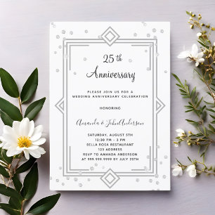 Art Deco Gatsby 25th diamonds wedding anniversary Invitation
