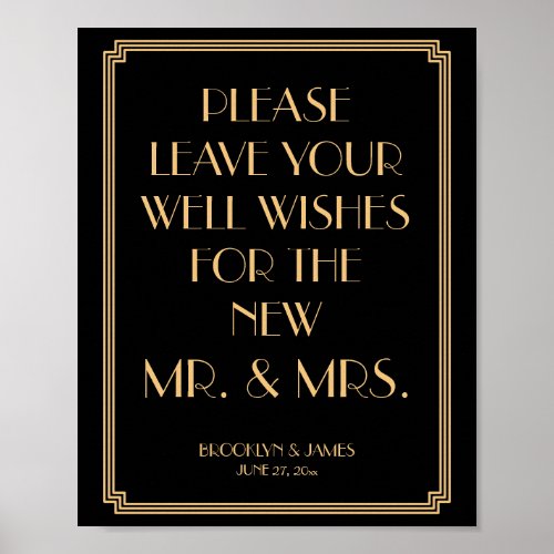 Art Deco Gatsby Black Guestbook Sign 8x10