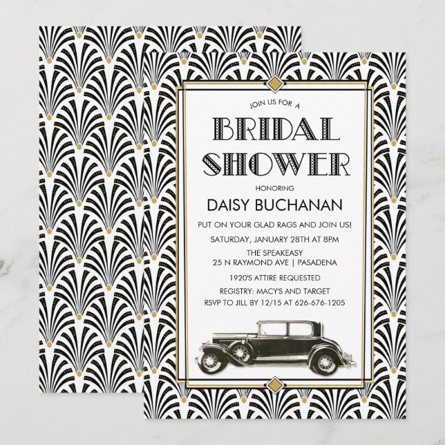 Art Deco Gatsby Bridal Shower Invitation (Front/Back)