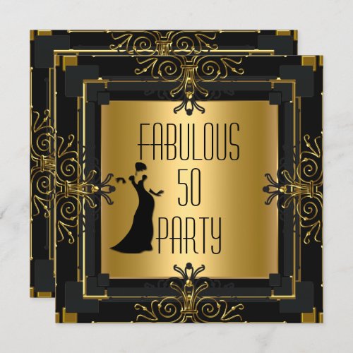 ART DECO Gatsby Fabulous 50 50th Birthday Party 2 Invitation