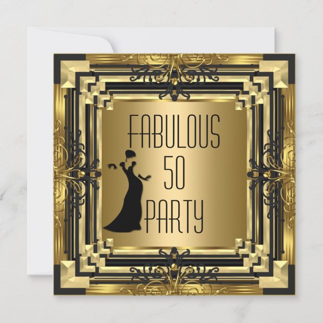 ART DECO Gatsby Fabulous 50 50th Birthday Retro 2 Invitation (Front)