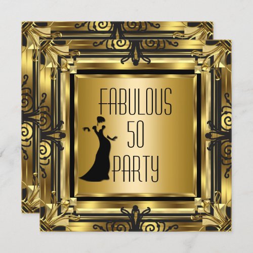 ART DECO Gatsby Fabulous 50 50th Birthday Retro 3 Invitation