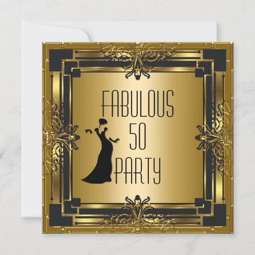 ART DECO Gatsby Fabulous 50 50th Birthday Retro Invitation