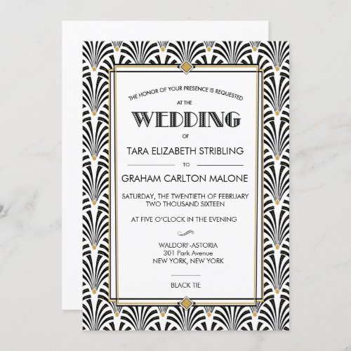 Art Deco Gatsby Geometric Wedding Invitation