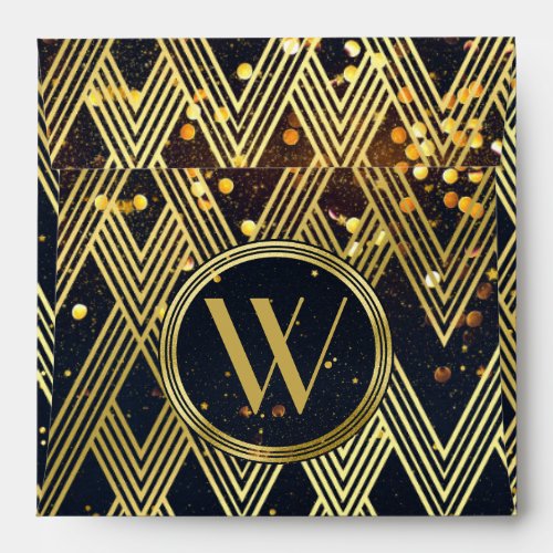 Art Deco Gatsby Glamour Geometric Pattern Monogram Envelope