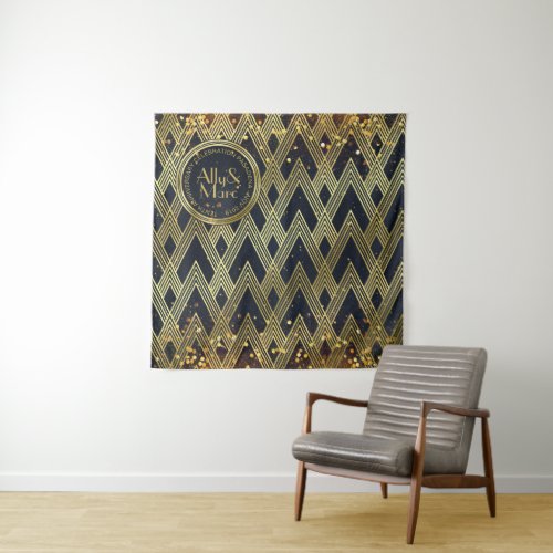 Art Deco Gatsby Glamour Geometric Pattern Monogram Tapestry