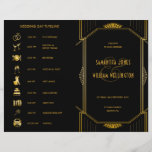 Art Deco Gatsby Modern Folded Wedding Timeline<br><div class="desc">Wedding folded program and timeline with icons black and gold art deco design pattern Perfect for modern and trendy wedding. PERSONALIZE THIS ITEM Background color can changed with zazzle background color options online tool. For a cohesive look, visit my store to see the whole collections of our art deco gatsby...</div>