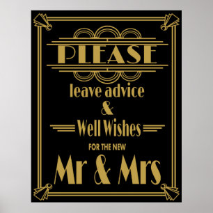 Art Deco Gatsby "please leave advice" print