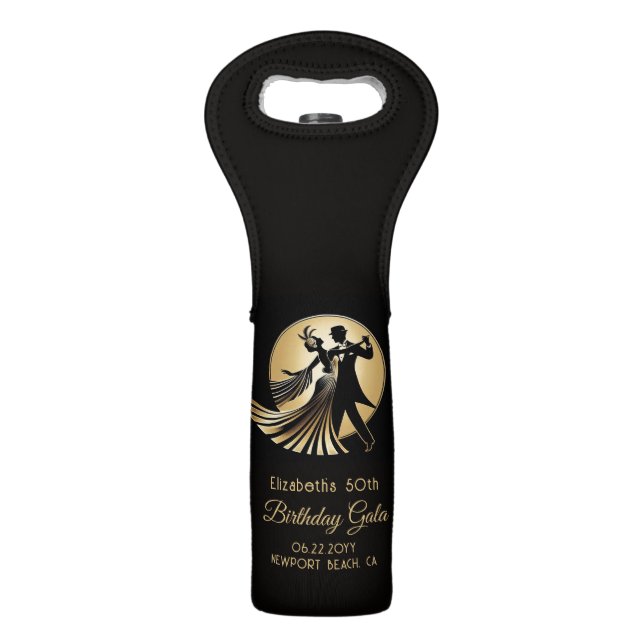 Art Deco Gatsby Roaring 20s Prohibition Gift Name Wine Bag (Front)