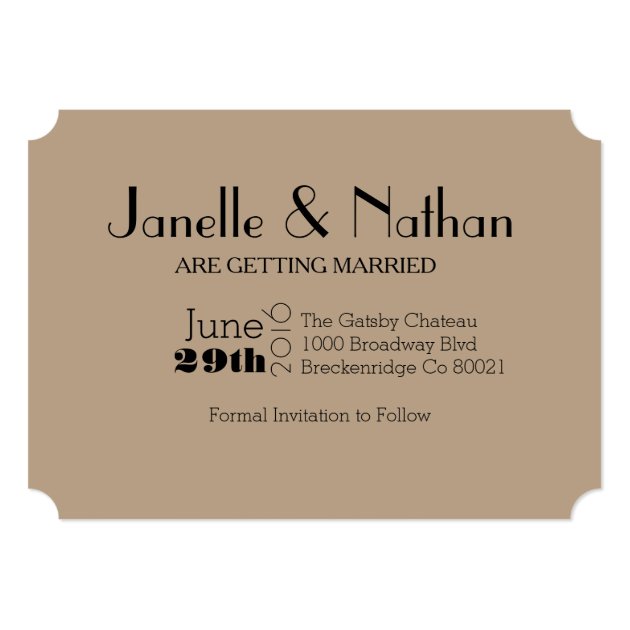 Art Deco Gatsby Save The Date | 5x7 Invite Ticket