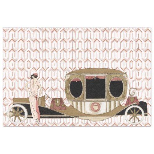 ART DECO GATSBY STYLE CAR  FLAPPER GIRL TISSUE PAPER