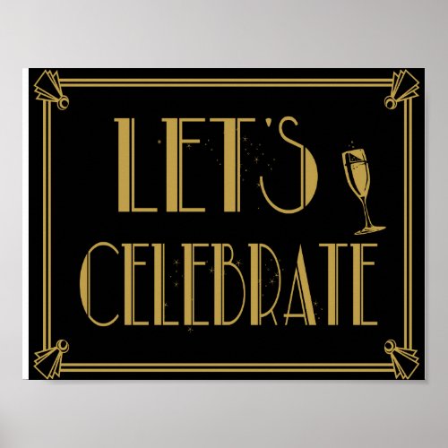 Art Deco Gatsby style Lets Celebrate party print