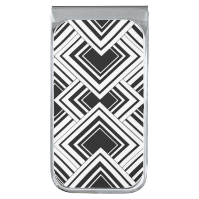 Art Deco Gatsby-Style Silver Finish Money Clip (Front Vertical)