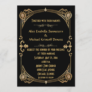 Art Deco Gatsby Style Wedding Invitation