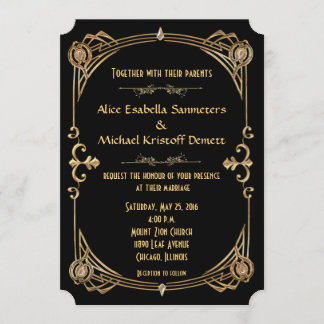 Art Deco Gatsby Style Wedding Invitation