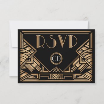 Art Deco Gatsby Style Wedding Rsvp Response Cards by Truly_Uniquely at Zazzle