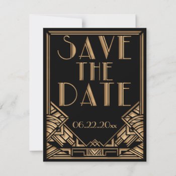 Art Deco Gatsby Style Wedding Save The Date by Truly_Uniquely at Zazzle