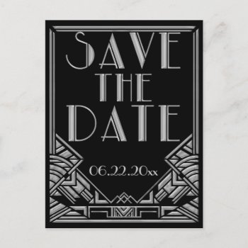 Art Deco Gatsby Style Wedding Save The Date Announcement Postcard by Truly_Uniquely at Zazzle
