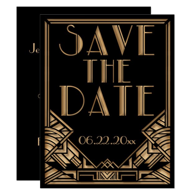 Art Deco Gatsby Style Wedding Save The Date Card