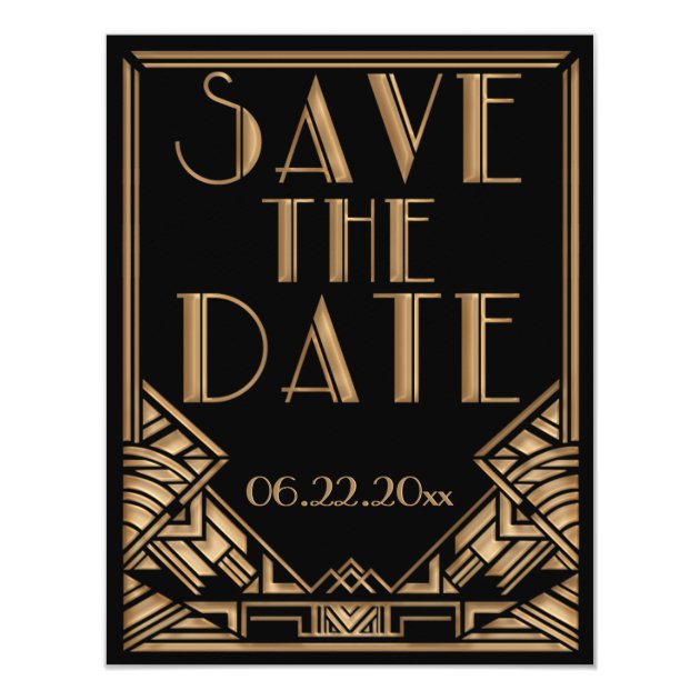 Art Deco Gatsby Style Wedding Save The Date Card