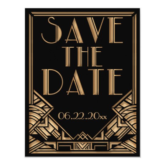art deco gatsby style wedding save the date invitation zazzle com