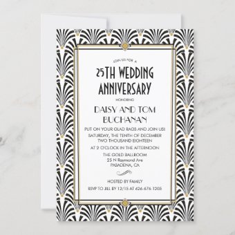 Art Deco Gatsby Wedding Anniversary Invitation | Zazzle