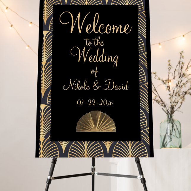 Art Deco Gatsby Wedding Welcome Sign (In Situ (Stand))