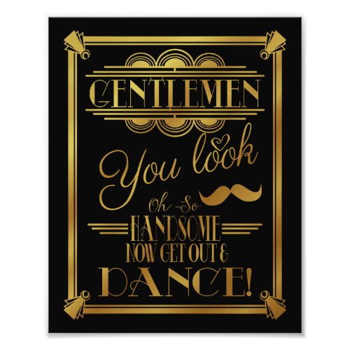 art deco GENTLEMEN Bathroom sign wedding sign