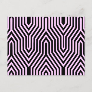 Art Deco Geometric - black and pink Postcard