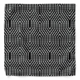 Art Deco Geometric - black and white Bandana