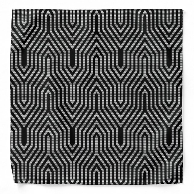 Art Deco Geometric - black and white Bandana (Front)
