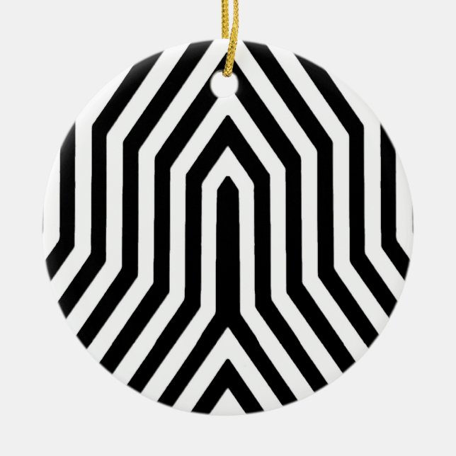 Art Deco Geometric - black and white Ceramic Ornament (Front)