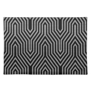 Art Deco Geometric - black and white Cloth Placemat