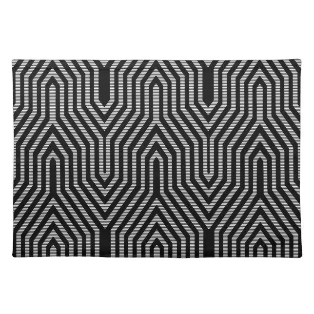 Art Deco Geometric - black and white Cloth Placemat (Front)