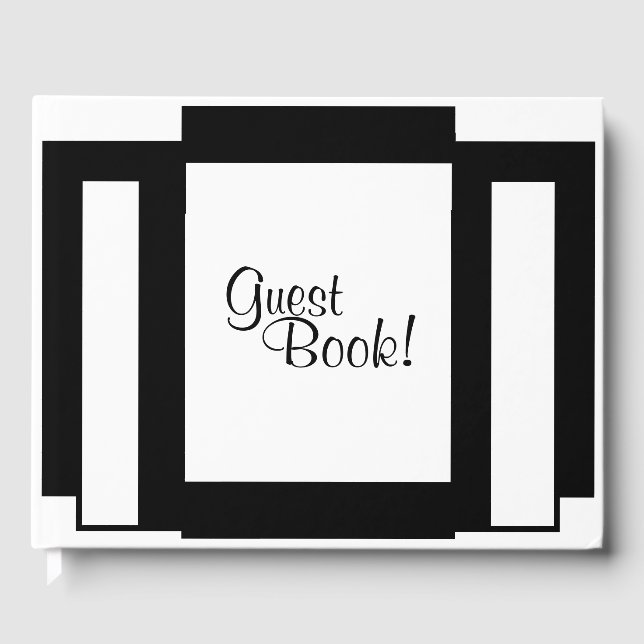 Art Deco Geometric Black and White Guest Book (Front)