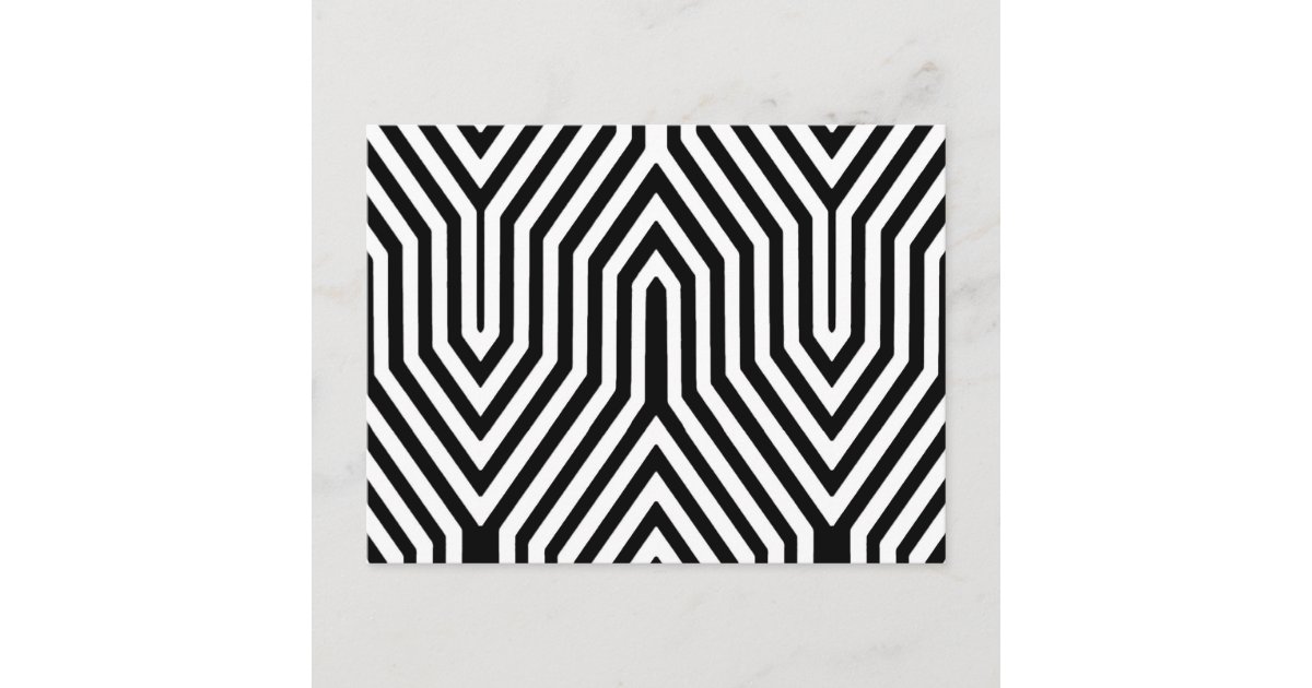 Art Deco Geometric black and white Postcard Zazzle