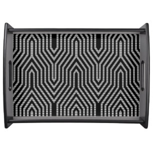Art Deco Geometric - black and white Serving Tray
