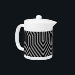 Art Deco Geometric - black and white Teapot<br><div class="desc">Textile pattern based on the geometry of Art Deco architectural details - classic black and white with a horizontal striped texture</div>