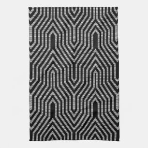 Art Deco Geometric - black and white Towel