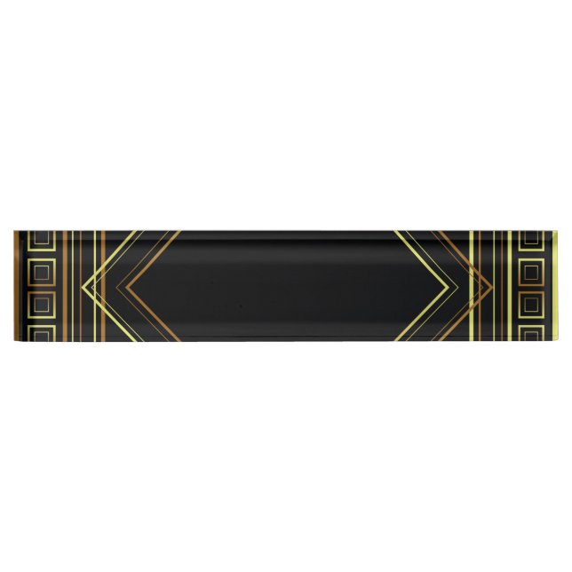 Art Deco Geometric black gold cream Nameplate (Front)
