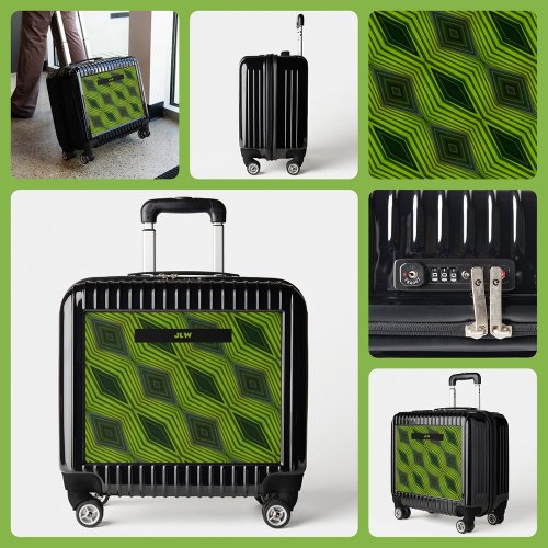 Art Deco Geometric Bright Green and Black Luggage