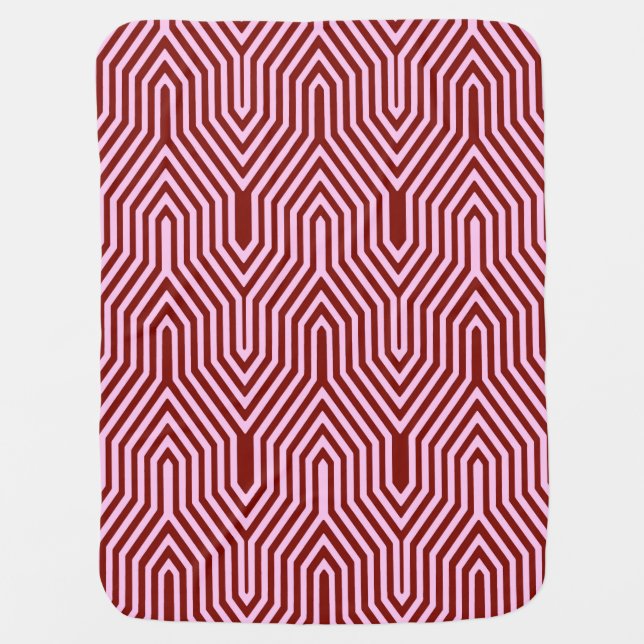 Art Deco Geometric - burgundy and pink Swaddle Blanket (Front)