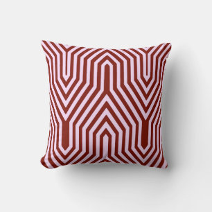 Art Deco Geometric - burgundy and pink Throw Pillow