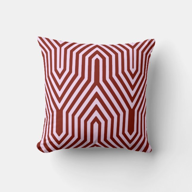 Art Deco Geometric - burgundy and pink Throw Pillow (Front)