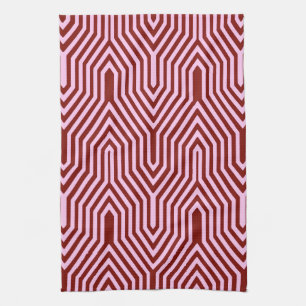 Art Deco Geometric - burgundy and pink Towel