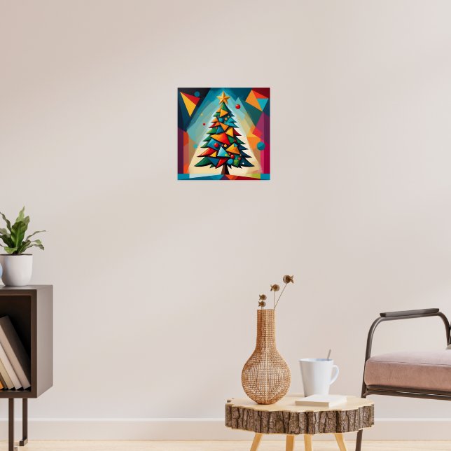 Art Deco Geometric Christmas Tree Multiple Triangl Poster (Living Room 3)