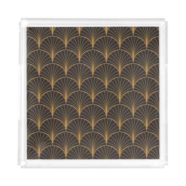 Art Deco Geometric Circles Pattern Acrylic Tray (Front)